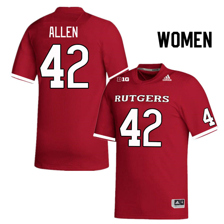 Women #42 DJ Allen Rutgers Scarlet Knights College Football Jerseys Stitched Sale-Scarlet